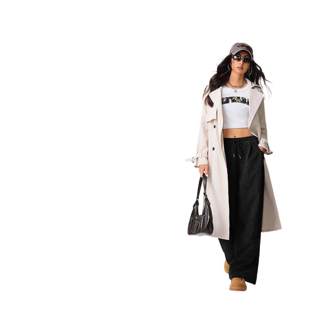 Damen Weite Cord-Hose mit elastischem Bund EB