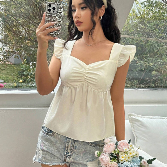 Damen Top mit Rüschendetails und tailliertem Schnitt EB