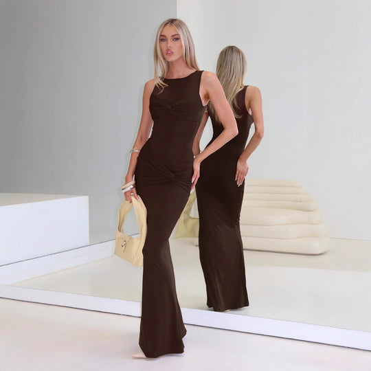 Damen Figurbetontes Maxikleid mit eleganter Drapierung EB