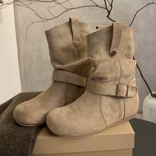 Damen Elegante Stiefel mit modischem Riemendesign und bequemer Passform EB
