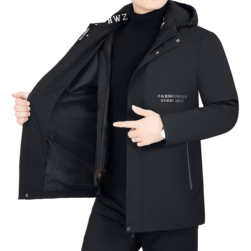 Herren Moderner Urbaner Parka mit fester Kapuze, nahtverdeckten Reißverschlüssen und leichtem Thermofutter EB