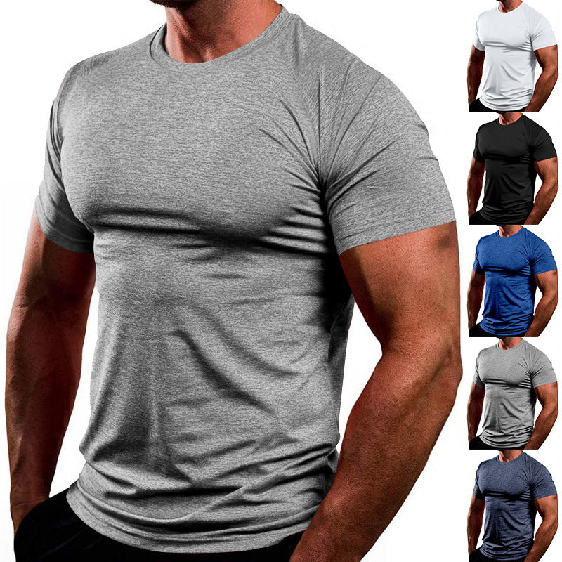 Herren nan athletisches Melange-Elasthanshirt mit nahtlosem Schulterdesign und körperformendem Schnitt EB