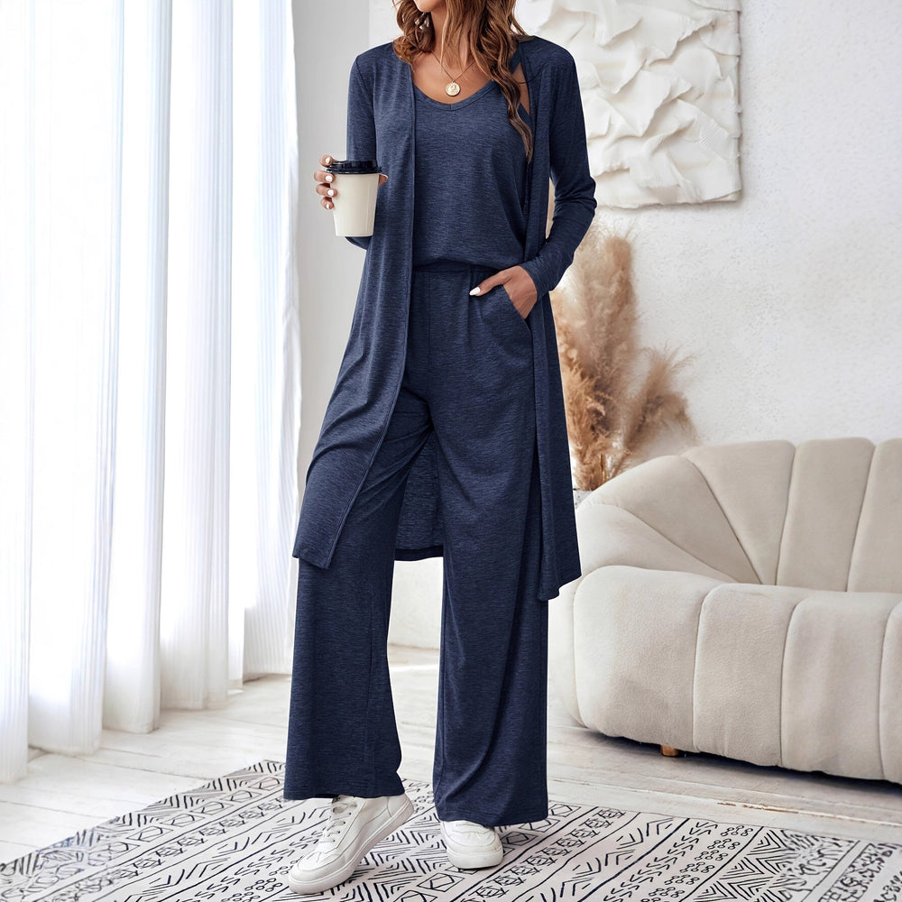 Damen Freizeit-Set mit weichem Langarm-Kimono und bequemen Hosen EB