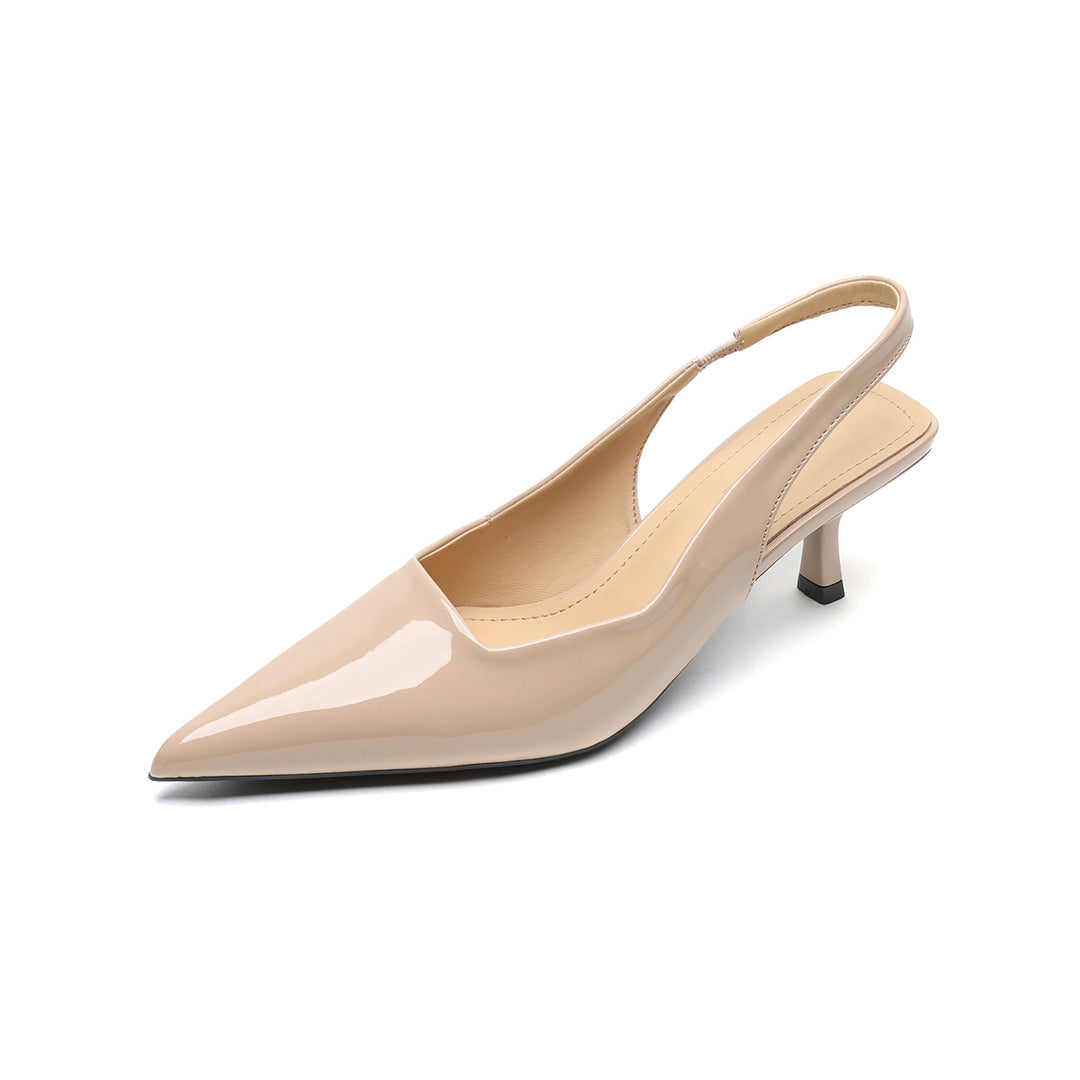 Damen Slingback-Pumps mit spitzem Zehenbereich und elegantem Hochglanz EB