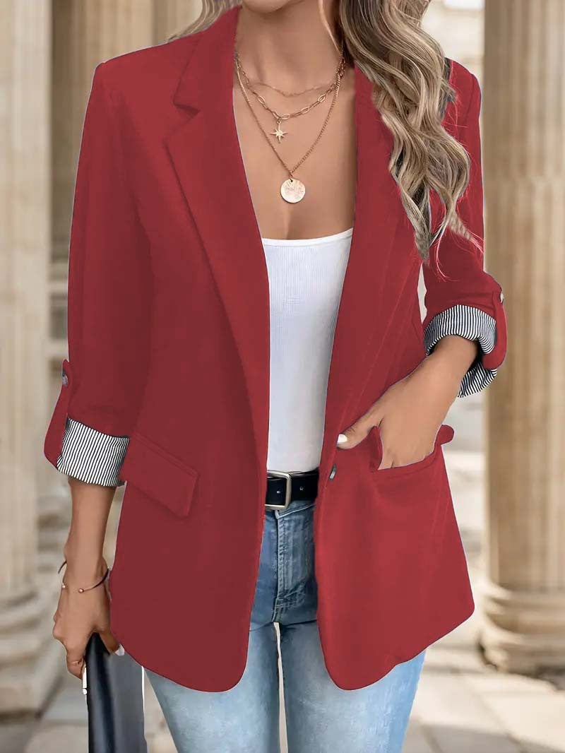 Damen Elegante Blazerjacke mit modischen Streifenärmeln EB