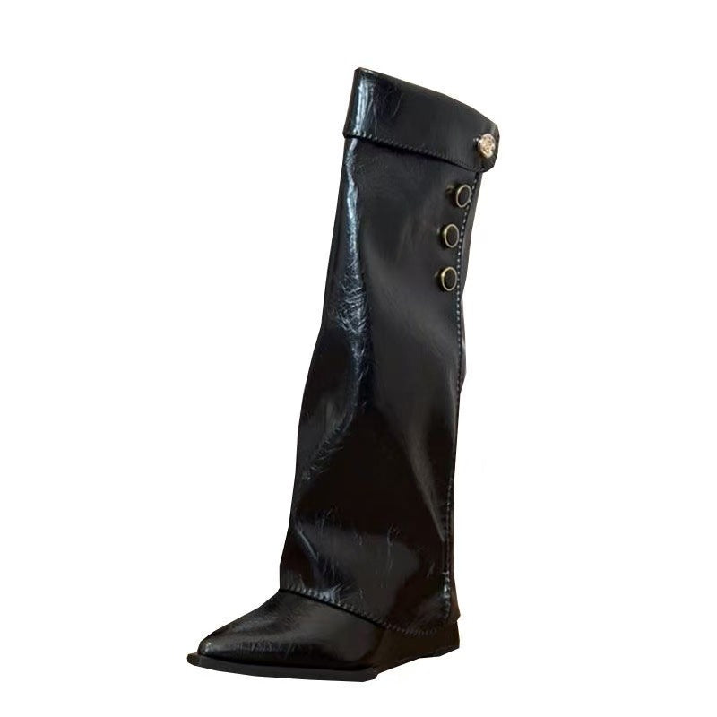 Damen Stilvolle Knöchelhohe Stiefel mit flexiblem Schaft und Knopfdetail EB