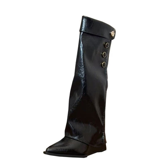 Damen Stilvolle Knöchelhohe Stiefel mit flexiblem Schaft und Knopfdetail EB