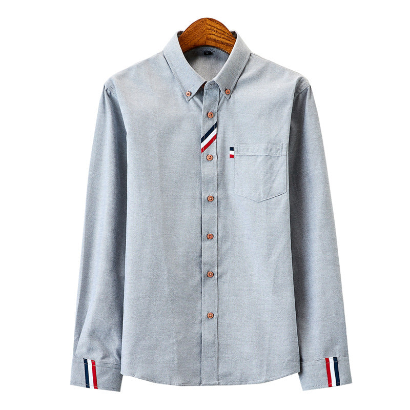 Herren nan modernes Oxford-Hemd mit Button-Down-Kragen, Brusttasche und dezenter Streifenverzierung EB