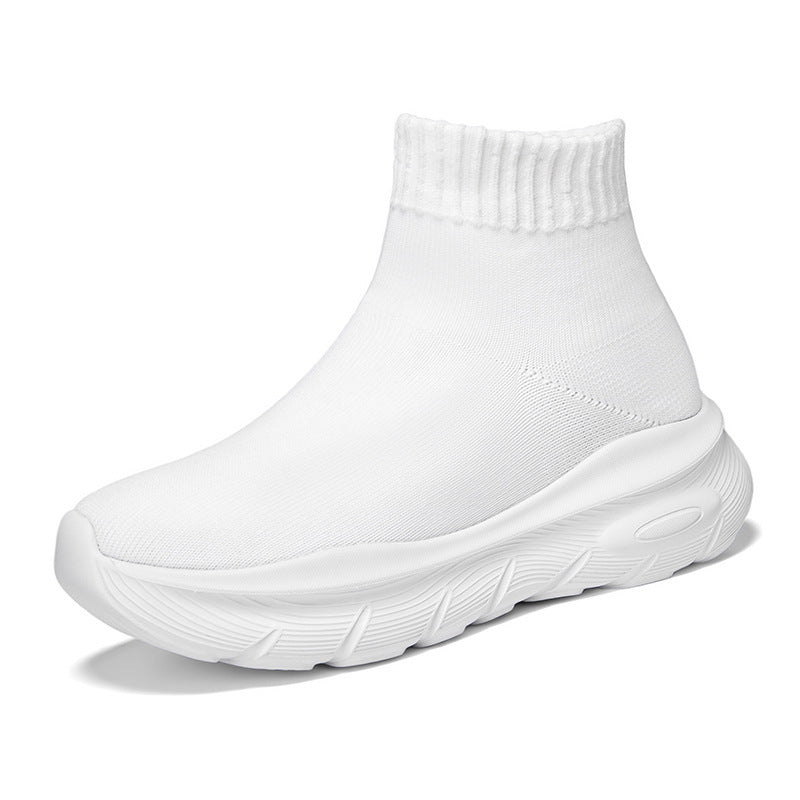Damen Bequeme High-Top Sneakers mit elastischem Strick-Obermaterial EB