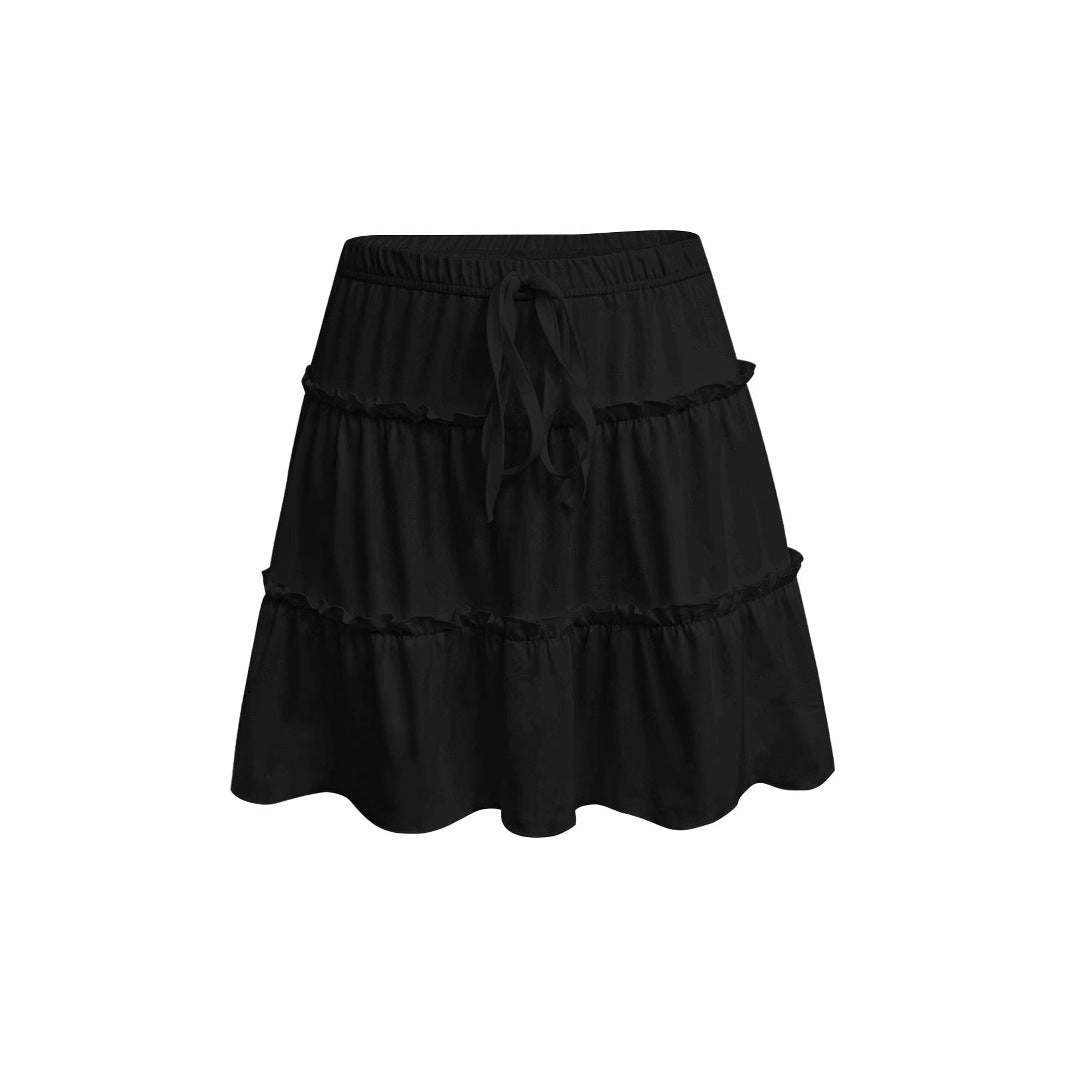 Damen Minirock mit verspieltem Rüschendesign und verstellbarem Bund EB