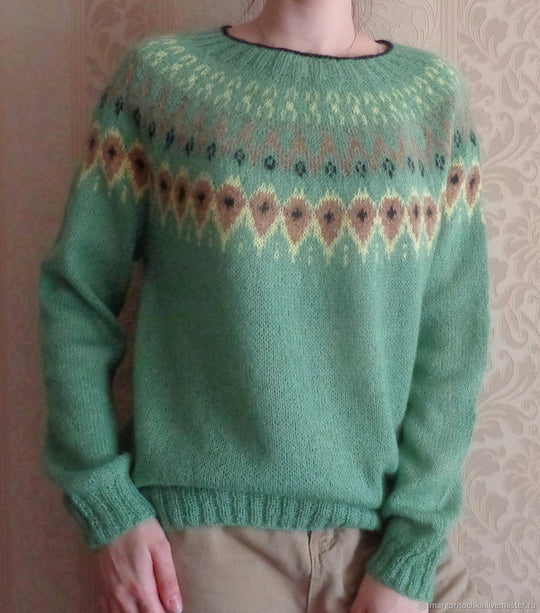 Damen nan Norwegerpullover aus Wollmix mit Rundhalsausschnitt und traditionellem Fair-Isle-Yoke EB