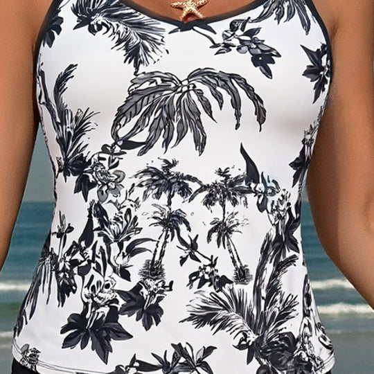 Damen Tankini-Set mit floralem Oberteil und sportlichem Höschen EB