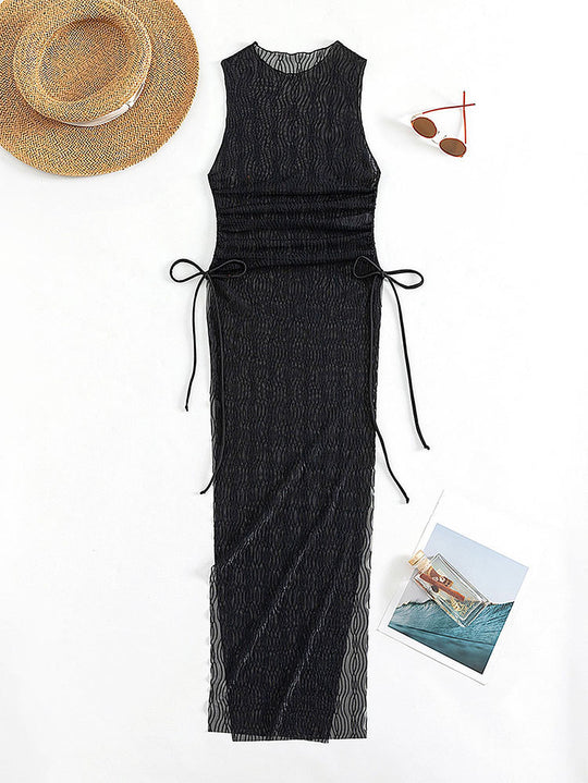 Damen lässiges Maxikleid mit Rüschendetails EB