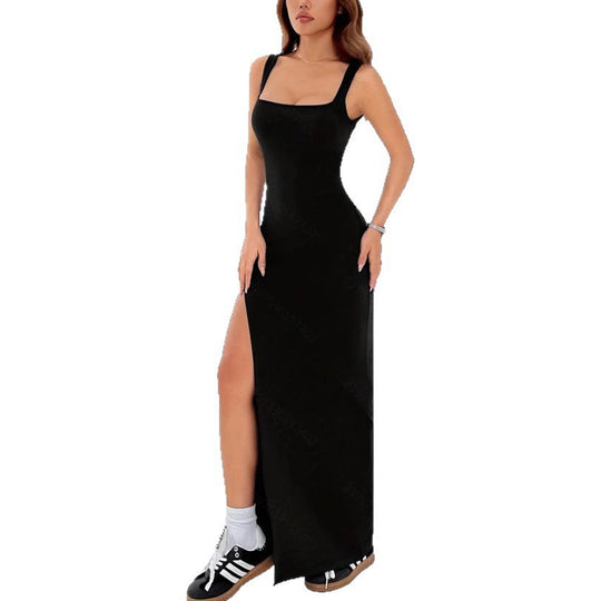 Damen Elegantes Maxikleid mit schulterfreier Silhouette und seitlichem Schlitz EB