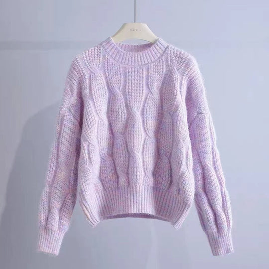 Damen Grobstrickpullover mit innovativem Wellenmuster EB