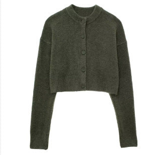 Damen cropped Strickjacke mit eleganten Knopfdetails EB