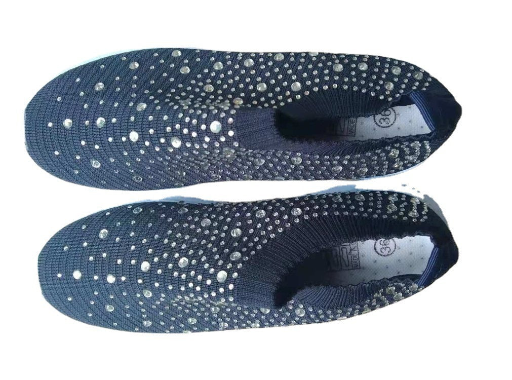 Damen modische Slip-On Sneakers mit Glitzerapplikationen EB