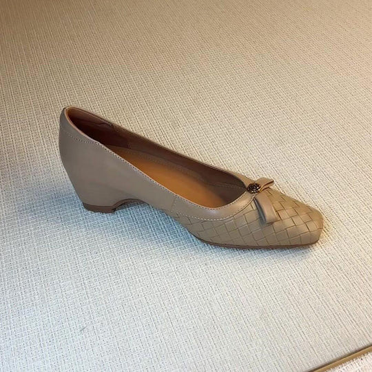 Damen elegante Ballerinas mit geflochtenem Design und modischem Schleifenakzent EB