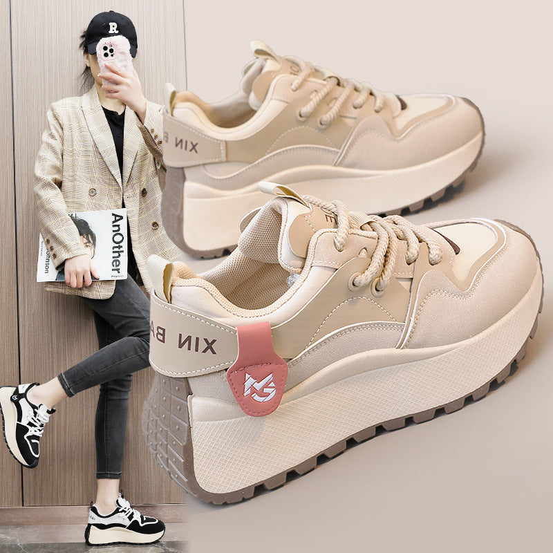 Damen modische Chunky Sneakers mit sportlichem Design und atmungsaktiver Oberflächenstruktur EB