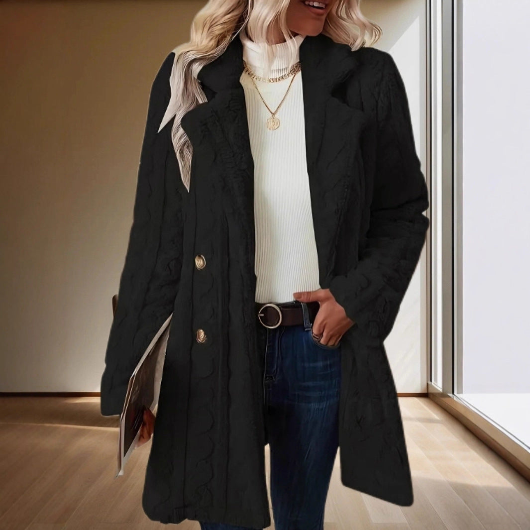 Damen Kuschelige Strickjacke mit hochfloriger Optik und knöpfbarem Verschluss EB