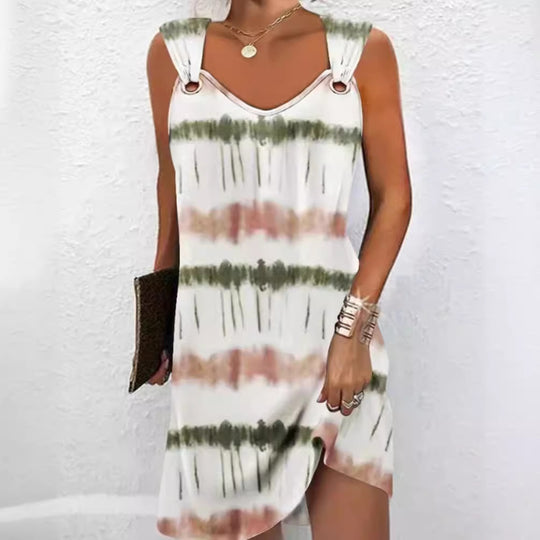 Damen ärmelloses Freizeitkleid mit modischem Cut-Out-Design und einzigartigem Farbverlauf Heidi-Mode