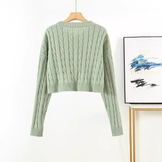 Damen Kurzgeschnittener Strickpullover EB