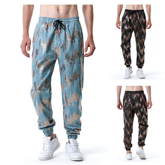 Herren Freizeithose mit Glitzer-Effekt und elastischem Bund EB