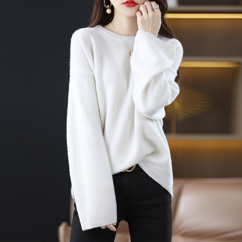 Damen Oversized Strickpullover mit weitem Schnitt und langen Ärmeln EB