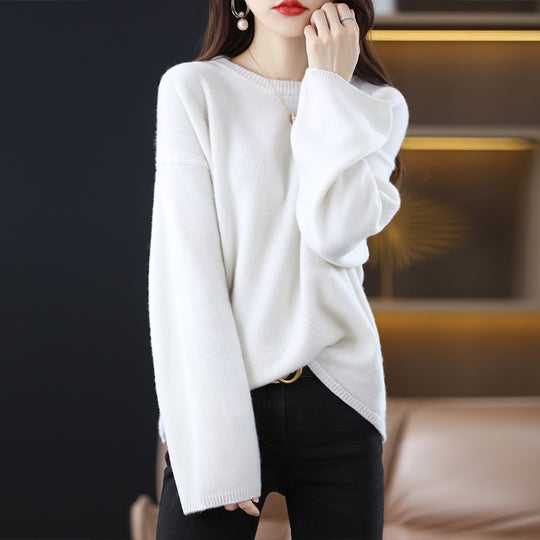 Damen Oversized Strickpullover mit weitem Schnitt und langen Ärmeln EB