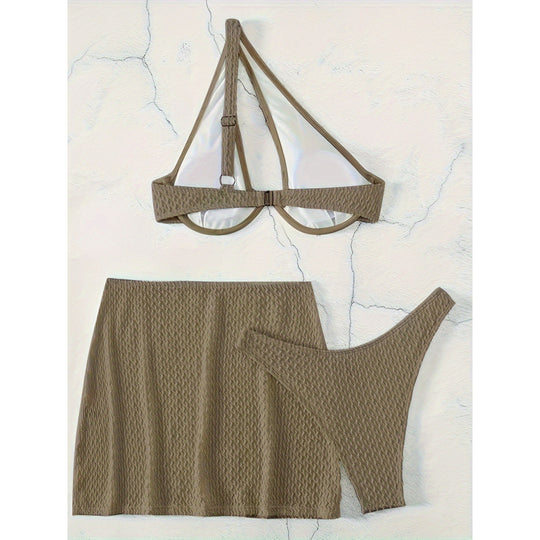 Damen Triangel-Bikini-Set mit modischem Wickelrock und innovativem Design EB