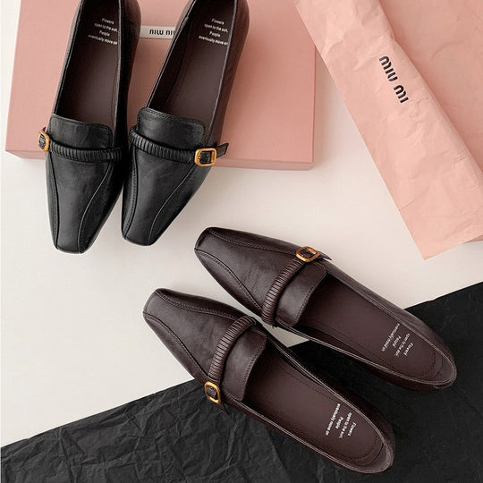 Damen Elegante Ballerina-Pumps mit einzigartiger Schnallenverzierung EB