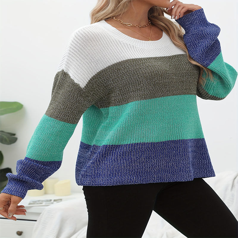 Damen Freizeitpullover mit angesagtem Blockstreifenmuster EB