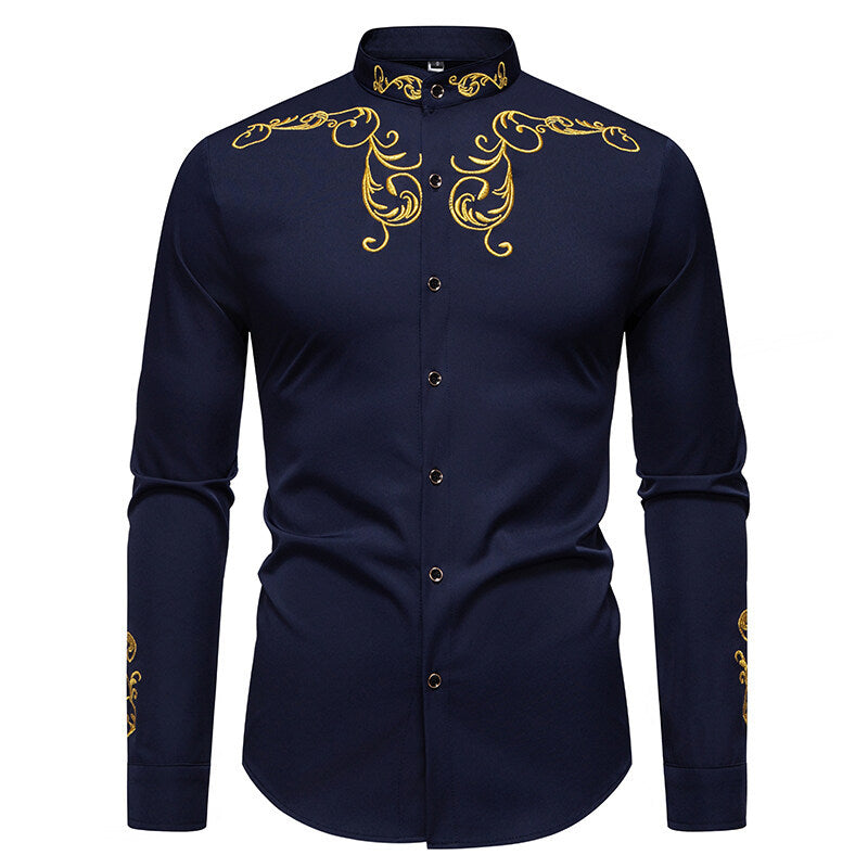 Herren Langarmshirt mit elegantem Stickereidesign EB