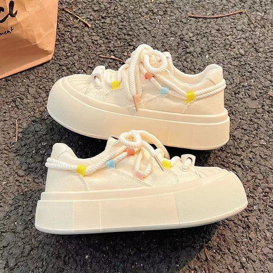 Damen Sportliche Freizeit-Sneaker mit elastischen Schnürsenkeln und atmungsaktivem Obermaterial EB