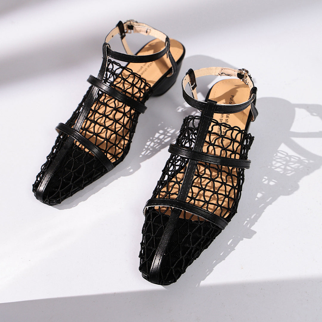 Damen Slingback-Sandaletten mit innovativem Netzdesign und bequemem Blockabsatz EB