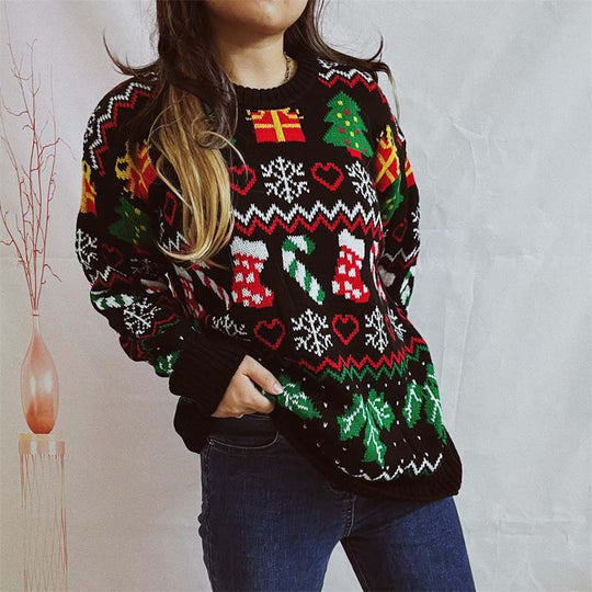 EB | Weihnachtlicher Strickpullover Mit Schneeflockenmotiv
