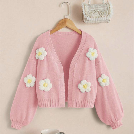 Damen Kurzjacke mit verspielten Blumenapplikationen EB