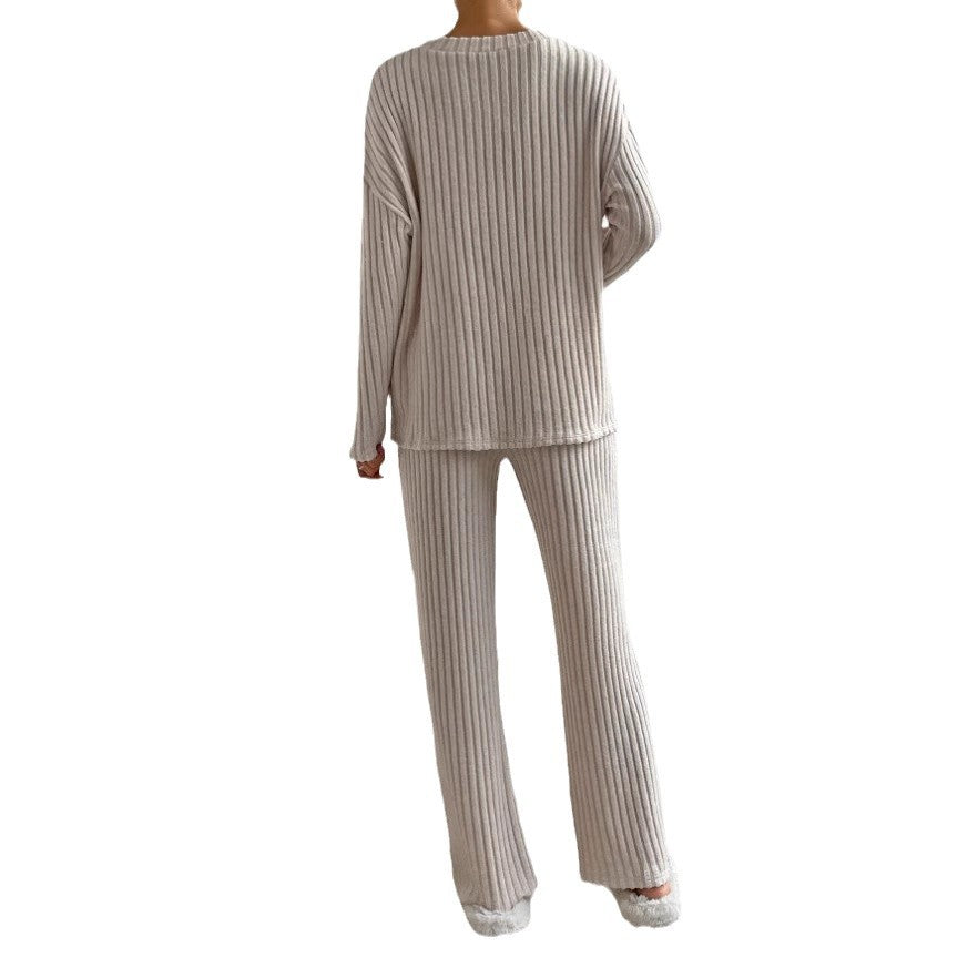 Damen Bequemer Strickanzug im modernen Rippdesign EB