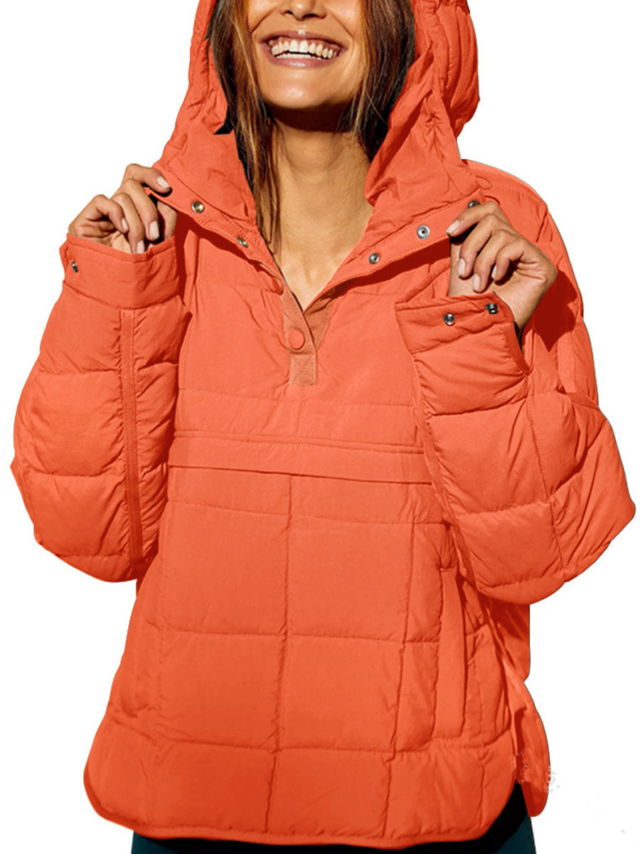 Damen lässige Steppjacke mit Kapuze und Eingrifftaschen EB