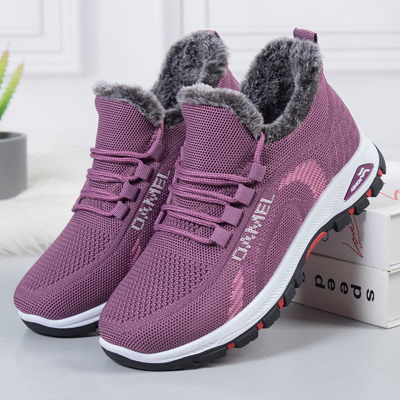 Damen Winterfeste und Atmungsaktive Sneakers mit Kuscheligem Innenfutter EB