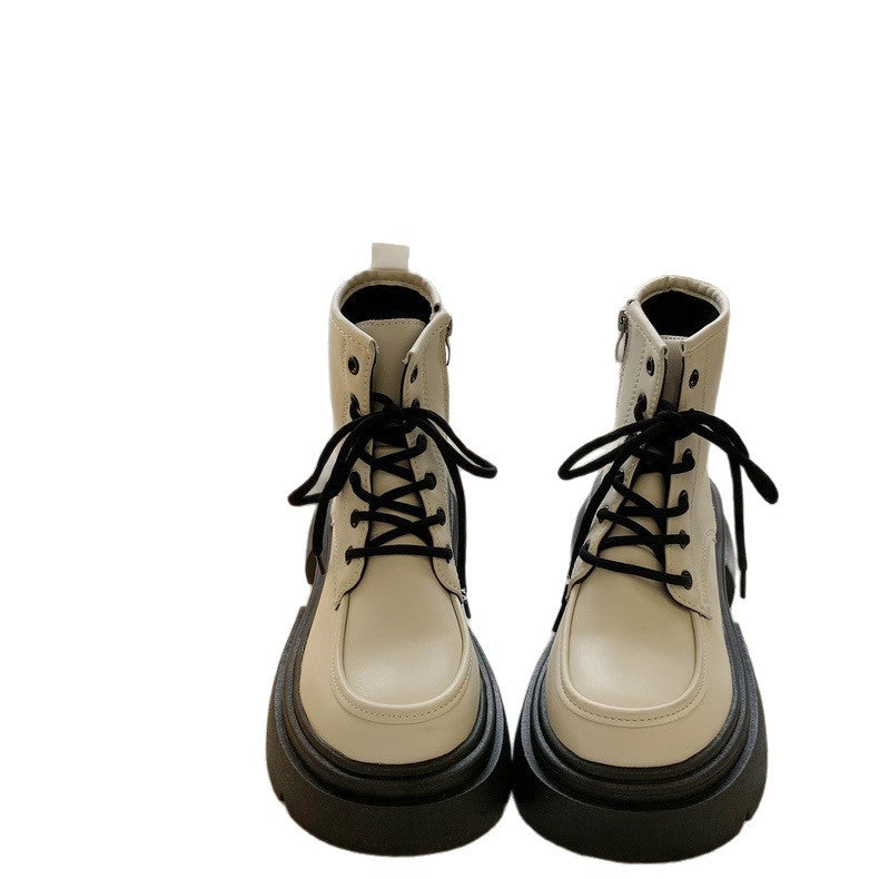 Damen Rustikale Ankle Boots mit dicker Sohle und praktischer Schnürung EB
