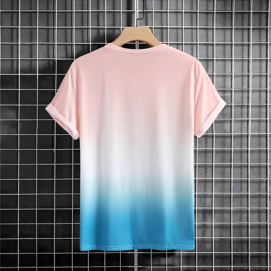 Herren T-Shirt mit modernem Farbverlauf und Palmenstickerei EB