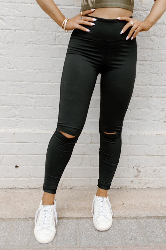 Damen Stepp-Leggings mit Riss-Detail EB