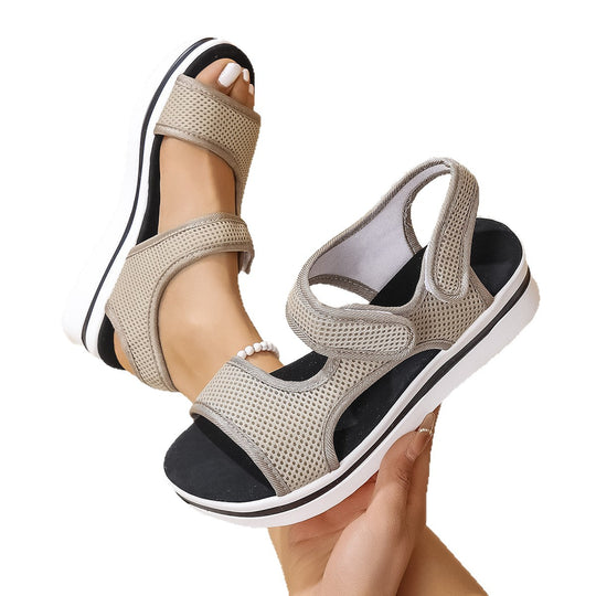 Damen Atmungsaktive Riemchen-Sandalen mit verstellbarem Klettverschluss EB
