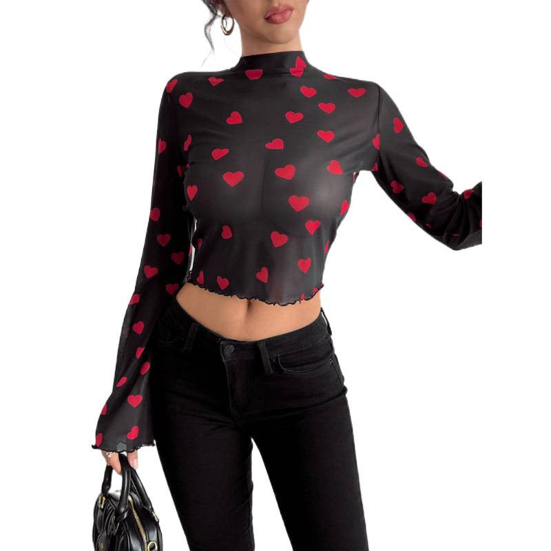 Damen modisches Langarm-Top mit weit geschnittenen Ärmeln und edlem Paisley-Muster EB
