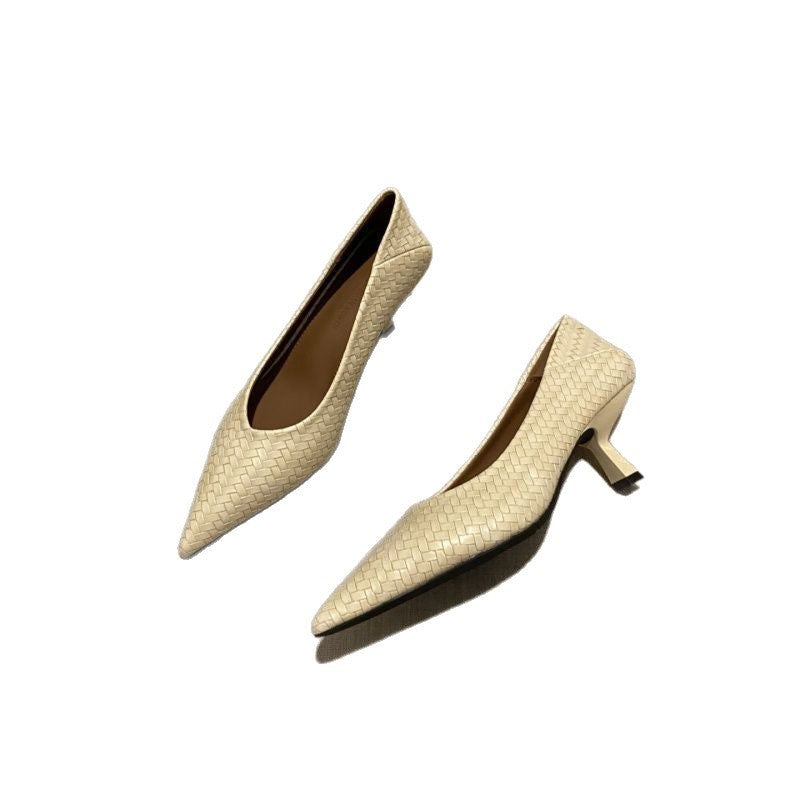 Damen Ballerinas aus geflochtenem Lederdesign EB