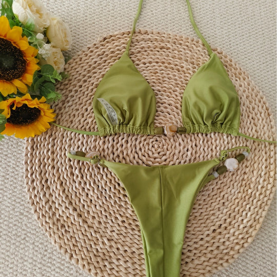 Damen Triangel-Bikini mit raffiniertem Knoten-Detail und verstelbaren Trägern EB
