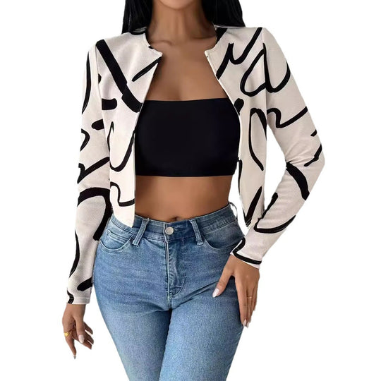 Damen elegante Kurzjacke mit einzigartigem grafischem Muster EB