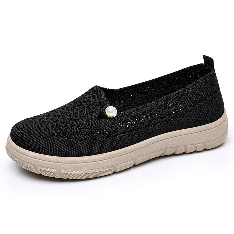 Damen Komfortable Slip-On Freizeitschuhe mit luftdurchlässigem Strickdesign EB