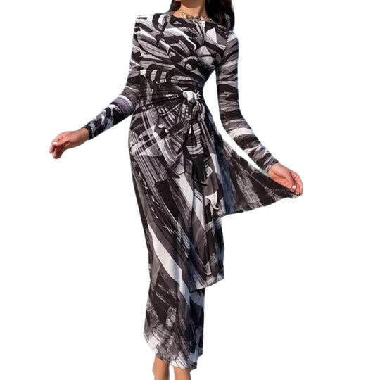 Damen Maxi-Strandkleid mit raffiniertem Wickeldesign EB